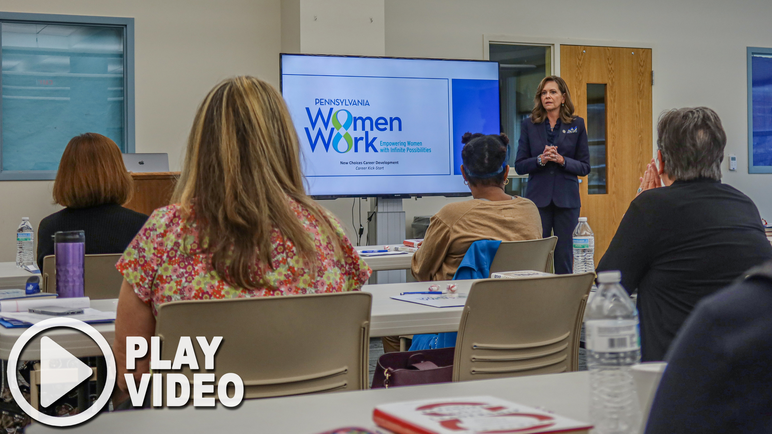 Sen. Camera Bartolotta speaking to students in a classroom for Career Kick-Start