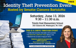 An advertisement graphic for Sen. Bartolotta’s shredding event displaying the information that is listed in the article content.