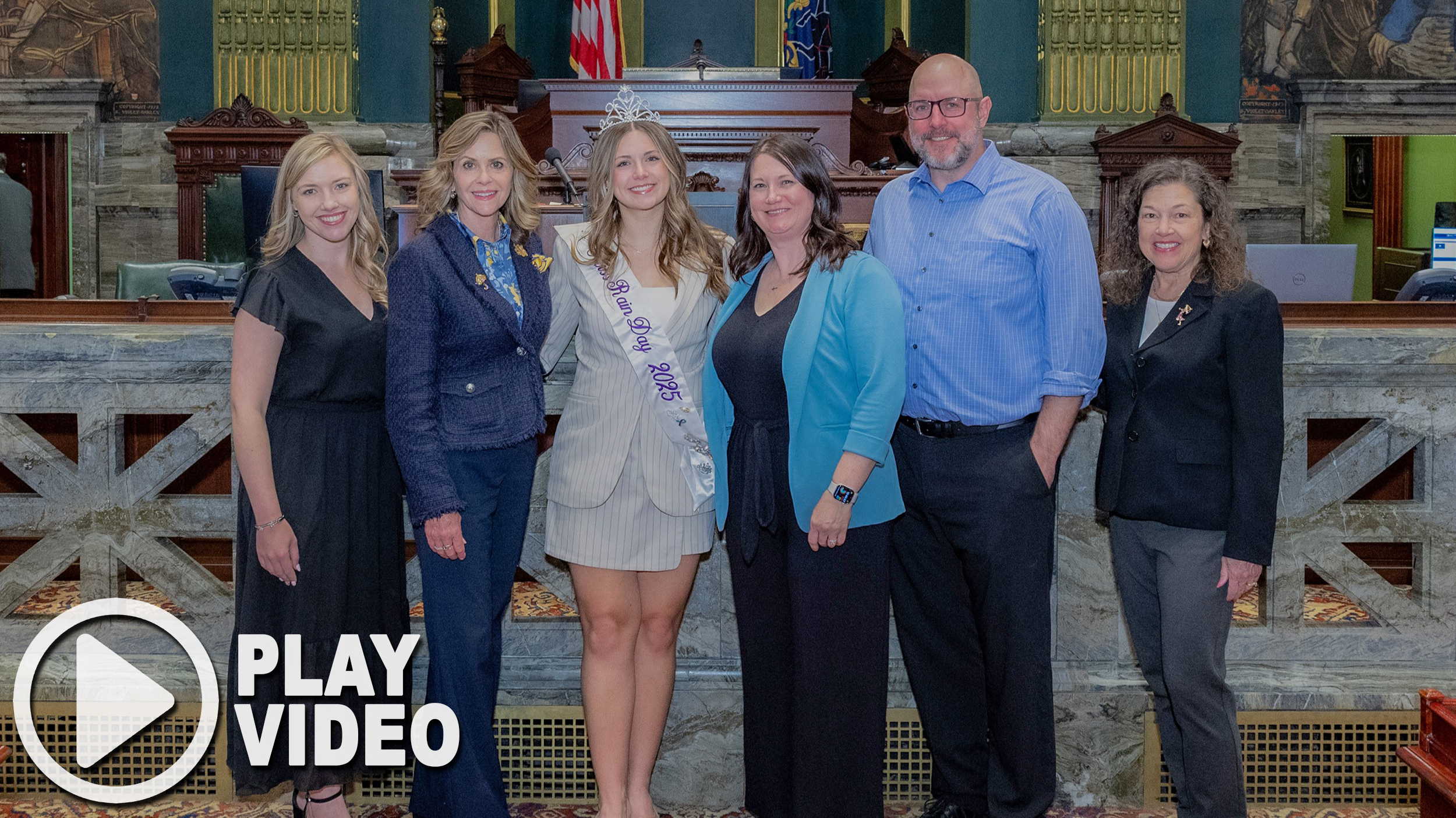 Sen. Bartolotta poses with Pageant Committee Member Stephanie Mitchell, Camryn Hawfield, Betsey Hawfield, Tim Hawfield, and Pageant Director Jeanine Henry