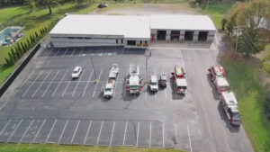 An aerial picture of the Denbo Vesta Six Volunteer Fire Company station.