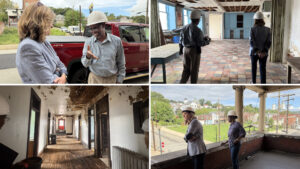 A montage of pictures of Sen. Bartolotta touring the renovation project in downtown Donora.